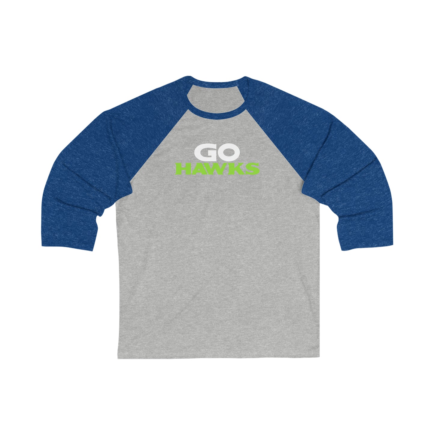 GO HAWKS Unisex 3\4 Sleeve Baseball Tee